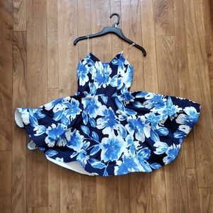 Floral pattern blue dress